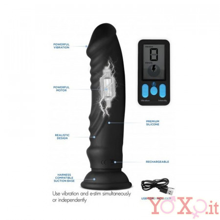 Dildo Vibrante con Elettrostimolazione e Ventosa 15 x 4 cm