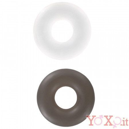 Stud Rings - 2 Anelli Fallici in Gomma Super Estensibile Trasparente e Grigio