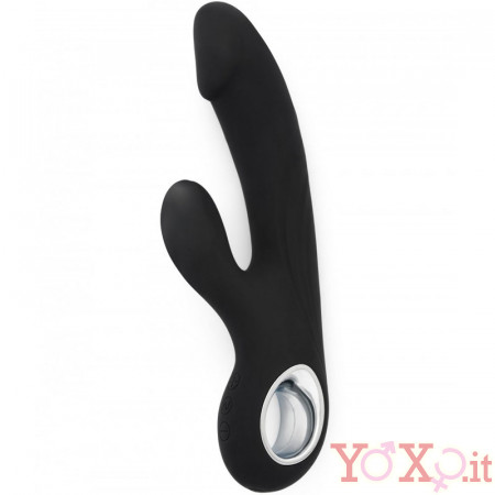 Vibratore Rabbit Nero di Lusso in Silicone 19,5 x 3,4 cm.