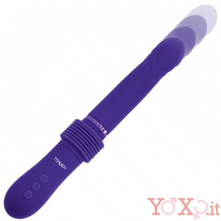 Vibratore in silicone viola con spinta e ventosa removibile ricaricabile con USB 31 x 3,7 cm.