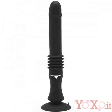 Vibratore in Silicone Nero con Spinta e Ventosa Ricaricabile con USB 27,5 x 3 cm.