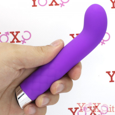 Mini vibratore Punto G in silicone viola con pulsazione ricaricabile USB 14 x 2,3 cm.