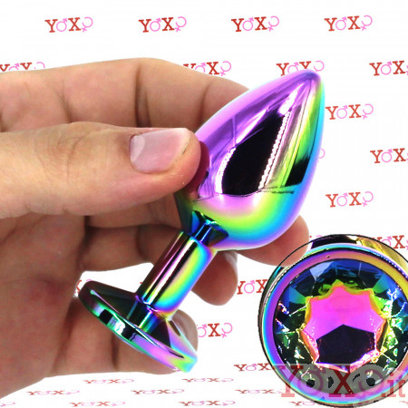 Twilight Booty Jewel M - Cuneo Anale in Metallo con Gemma Multicolore 8,2 x 3,4 cm. Multicolor
