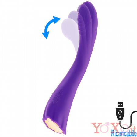 Dahlia - Vibratore Punto G Vibra e Sgrilletta 23 x 4,1 cm. in Silicone Viola Ricaricabile