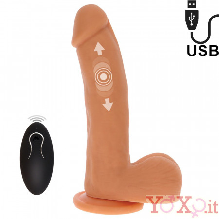 Vibratore Realistico in Silicone con Spinta a Percussione 19,5 x 4,3 cm.Telecomando Wireless Ricaricabile