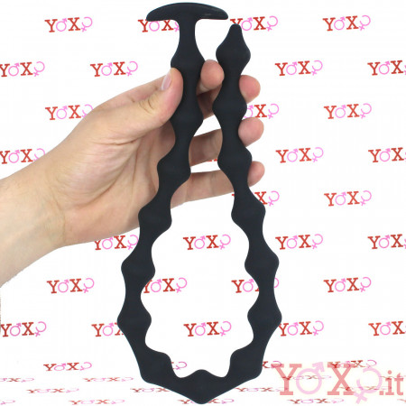 Catena Anale in Puro Silicone con 12 sfere 58,5 x 2,4 cm. Nero