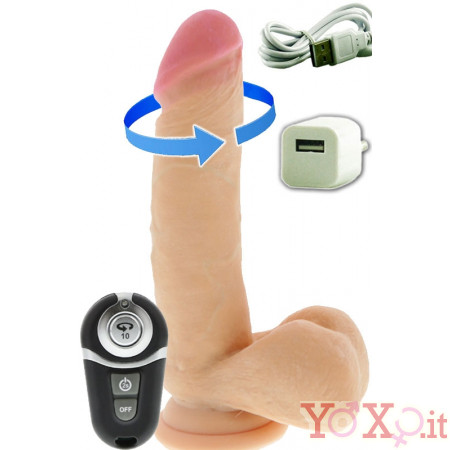 Vibratore Realistico Rotante Ricaricabile USB Telecomandato Wireless 18 x 4 cm.