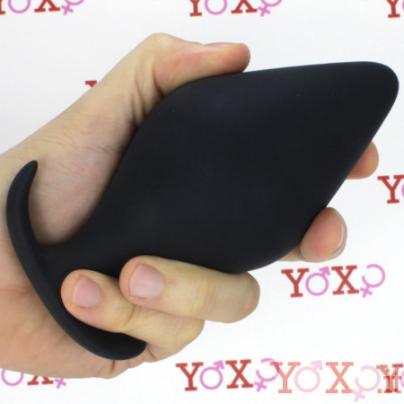 Cuneo Anale in Puro Silicone Nero da Passeggio 14,6 x 6,7 cm.