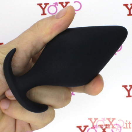 Cuneo Anale in Puro Silicone Nero da Passeggio 11 x 5 cm.