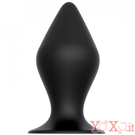 Cuneo Anale in Puro Silicone Nero con Ventosa 12,5 x 6 cm.