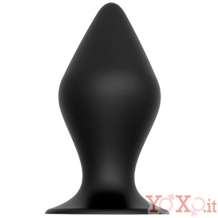 Cuneo Anale in Puro Silicone Nero con Ventosa 11 x 5 cm.