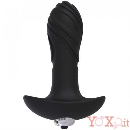 Cuneo Anale Vibrante in Silicone Nero da Passeggio a Sprali 9 x 3 cm.
