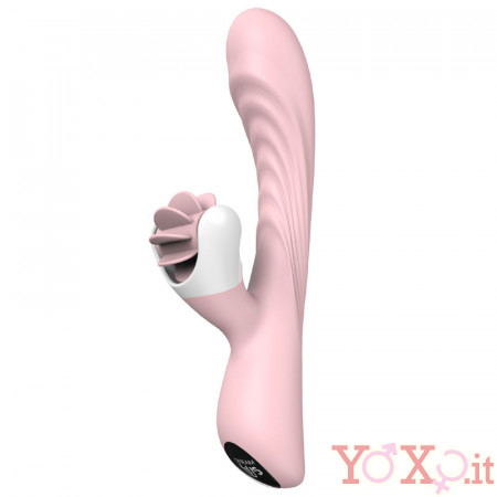 Vibratore Rabbit in Silicone con Lingue Lecca Clitoride 13 x 3 cm.