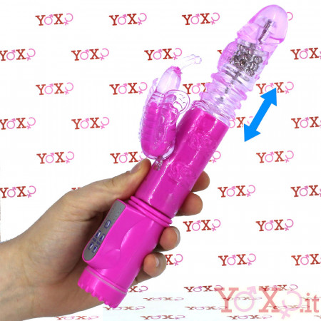 Vibratore Rabbit con Spinta 24 x 3,5 cm. Fucsia