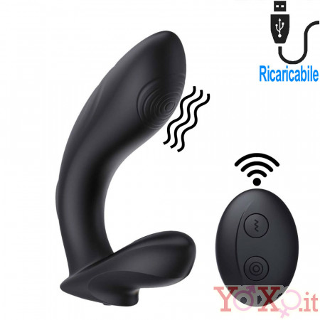 Vibratore Stimolatore Prostata con Pulsazione in Silicone Ricaricabile USB 12,3 x 3,2 cm. Nero