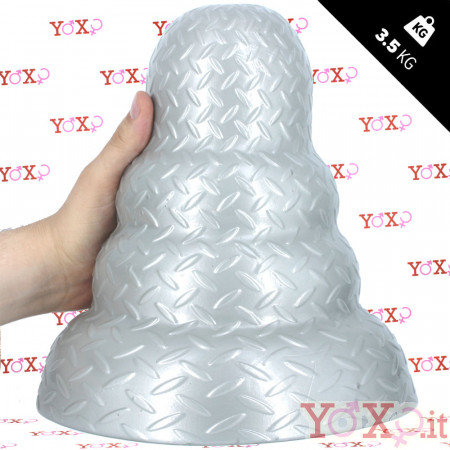 Tripole XL - Cuneo Anale Gigante Effetto Metallo 26 x 16 cm. Grigio Chiaro