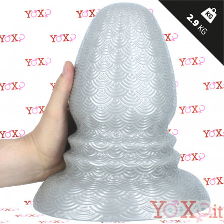 Ripple XL - Cuneo Anale Gigante Effetto Ondulato 26 x 14,5 cm. Grigio Chiaro