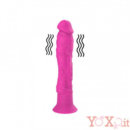 Vibratore Realistico 19 x 3 cm. in Silicone Rosa Fluo