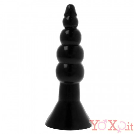 Plug Anale a Sfere Progressive con Ventosa 17 x 4,3 cm. Nero