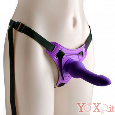 OMAGGIO Strap On per Donna Regolabile Fallo Viola 14 x 3,5 cm.
