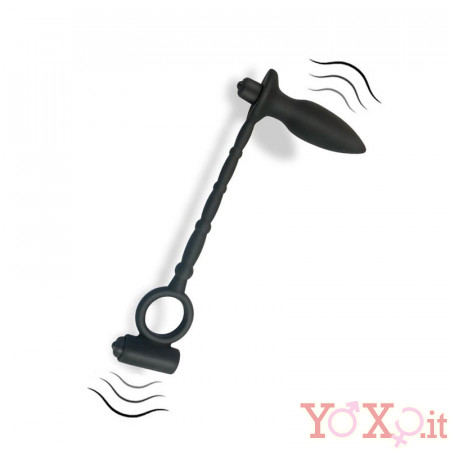 Plug Anale Vibrante Stefan con Anello per Testicoli 24x 3,5 cm