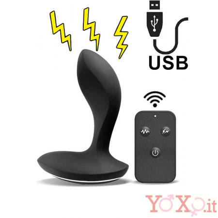 Stimolatore Anale Vibrante ed Elettro Shock Telecomandato Ricaricabile USB 11 x 3 cm