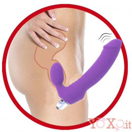 Sugar - Fallo Indossabile Vibrante in Silicone Senza Lacci 17,5 x 3 cm. Viola