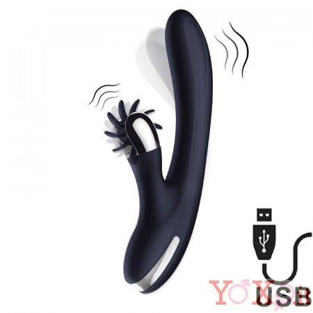 Vibratore Rabbit con Lingue Rotanti ed Movimento Simula Dito USB Ricaricabile 15 x 3,5 cm