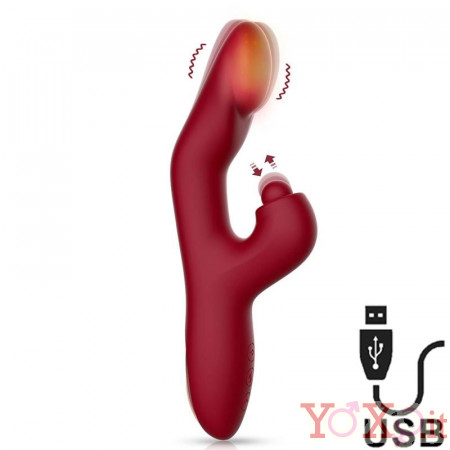 Vibratore Riscaldante con Stimolazione Clitoridea 22 x 3,2 cm silenzioso