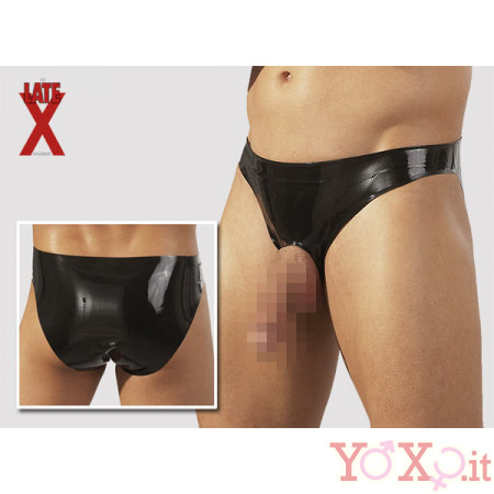 Slip Uomo In Latex Nero Con Apertura