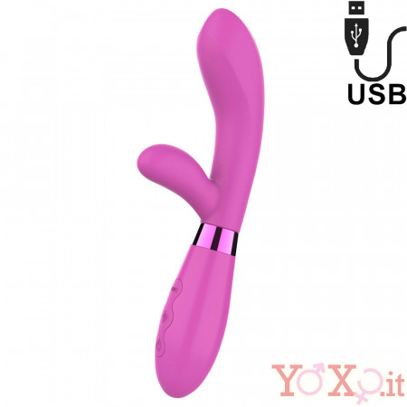 Vibratore Rabbit Jingle Fiesta in Silicone 20 x 3,5 cm. Rosa Ricaricabile