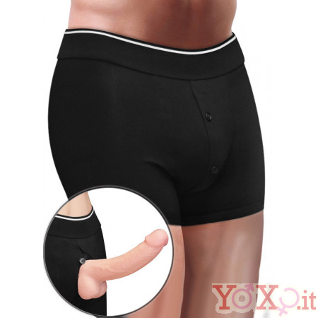 Boxer per Uomo e Donna con Aggancio per Dildo Girovita 96-106 cm.