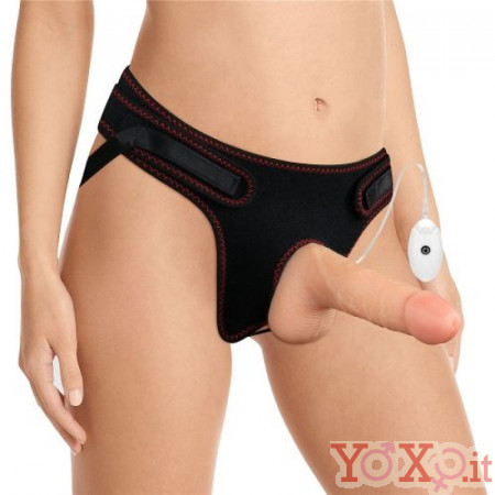 Fallo vibrante realistico con testicoli indossabile per donna 18 x 3,6 cm 