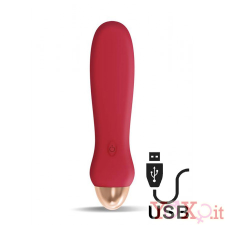 Vibratore Luxo in Silicone 11,5 x 3 cm.Ricaricabile USB Rosso