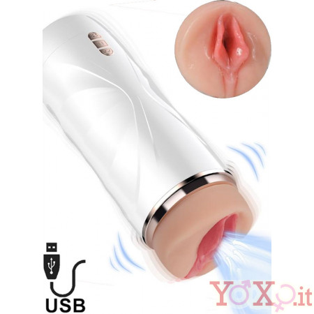Masturbatore Vibrante Riley con Risucchio Ricaricabile USB