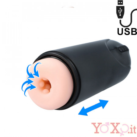 Masturbatore M1 con Vibrazione, Risucchio ed Effetto Spinta Ricaricabile con USB.