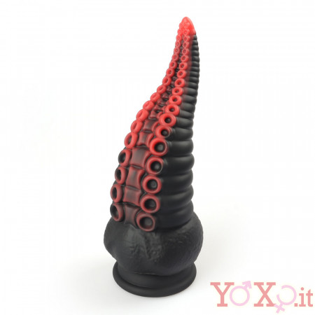 Dildo Anale Tentacolo di Piovra Gigante in Silicone 21,5 x 8 cm. Rosso e Nero