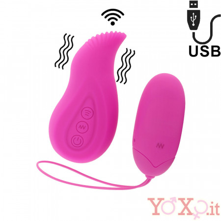 Ovetto Vibrante Edgar in Silicone con Telecomando Wireless Vibrante 7,5 x 3,3 cm. Rosa Ricaricabile