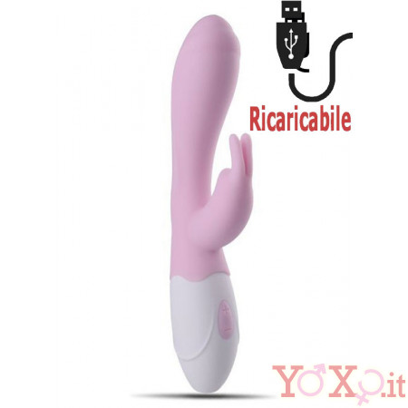 Vibratore Rabbit Ricaricabile USB Easy in Puro Silicone 20 X 3 cm.