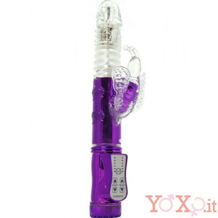 Vibratore Rabbit Viola con perle rotanti e Spinta Su e Giu 25 x 3,2 cm.