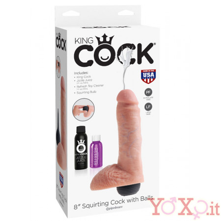 Omaggio KING COCK 8 Fallo Ultra Realistico Eiaculante 20 x 5 cm. Flacone di Sperma incluso