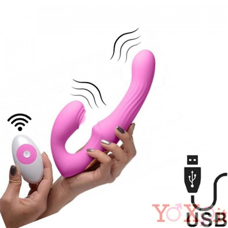 Fallo Indossabile Vibrante Senza Lacci con Telecomando USB Ricaricabile Pink