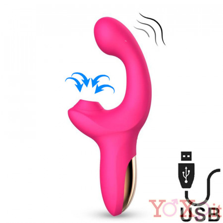 Vibratore con Succhia Clitoride e Movimento delle Dita 14 x 4 cm