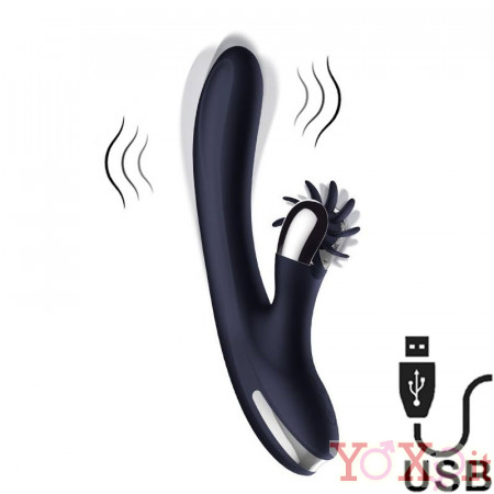 Vibratore Rabbit con Lingue Rotanti USB Ricaricabile 15 x 3,5 cm