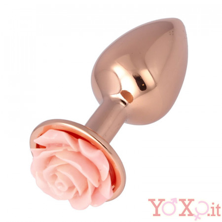 Plug Anale N.28 con Rosa Taglia M 8,3 x 3,4 cm