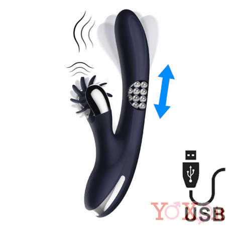 Vibratore Rabbit con Lingue Rotanti e Sfere Interne USB Ricaricabile 15 x 3,2 cm