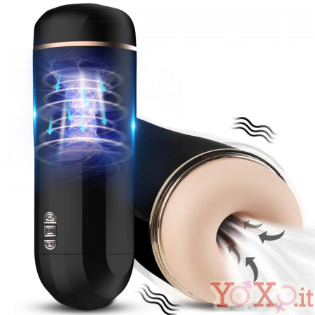 Masturbatore Vibrante Snow con Effetto Risucchio Ricaricabile USB Nero