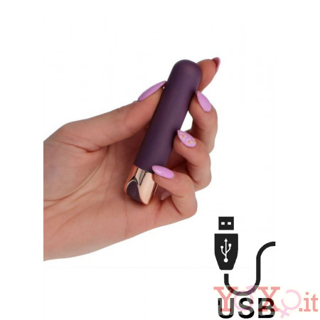 Mini Vibratore in silicone viola ricaricabile USB 9 x 1,8 cm.