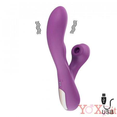 Vibratore Rabbit Noxu con Stimolazione Punto G e Succhia Clitoride 13 x 3,5 cm Ricaricabile con USB