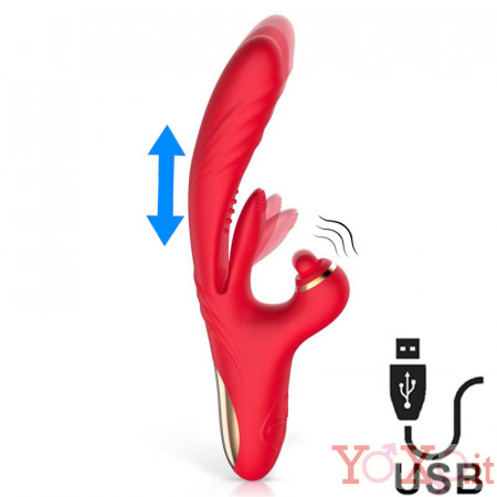 Vibratore Rabbit con Effetto Spinta con Doppia Stimolazione Clitoridea 16,5 x 3 cm